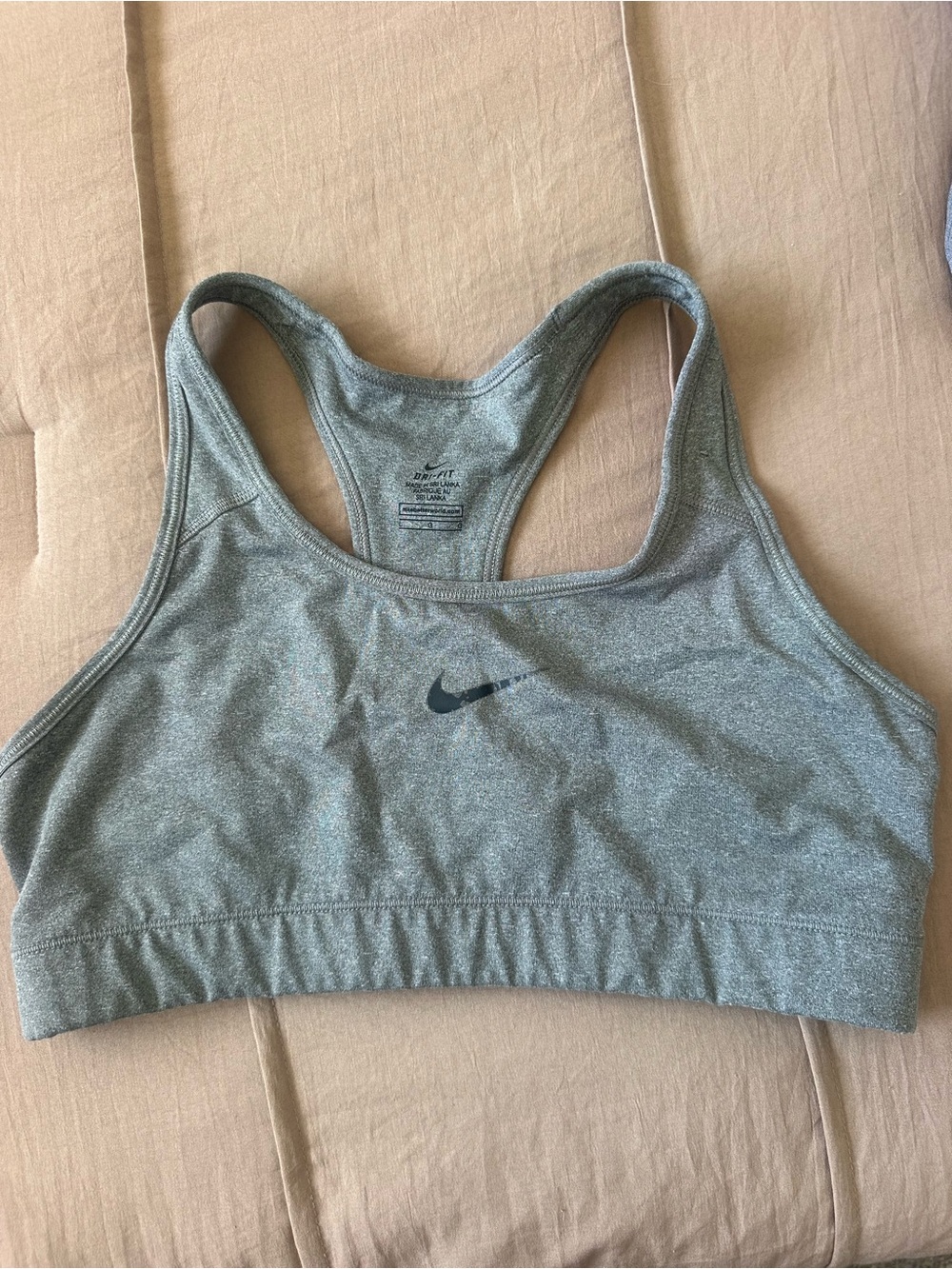 Nike Heather Grey Racerback Sports Bra with Swoosh